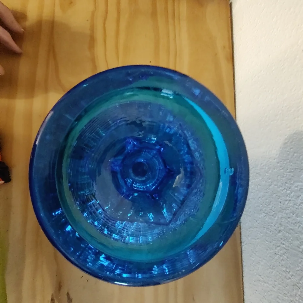 Vintage glass Indiana Aqua Blue Tear Drop Pedestal Compote Candy Dish 6" - Picture 9 of 11